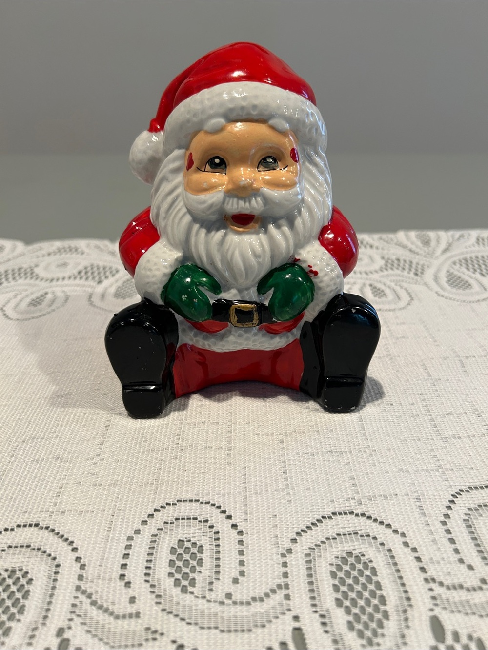 Vintage Holiday Santa Bank- Red Santa Decoration 5 inch